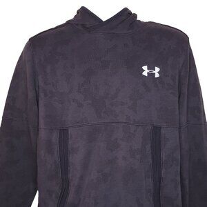 Under Armour Mens ColdGear Hoodie Large Two Toned Dark Gray Pullover Warm